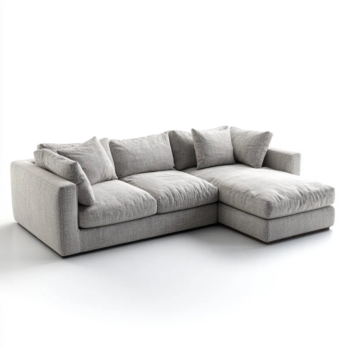 Ecksofa mit Recamiere Hellgrau 260 x 170 x 70 cm Polyester L-Form