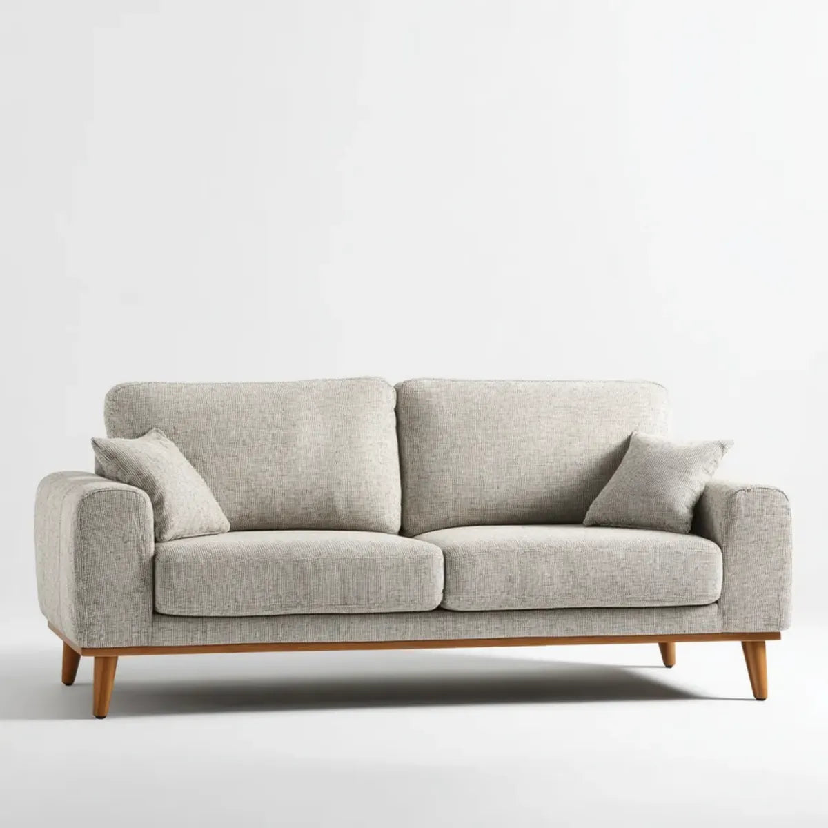 2-Sitzer Sofa Hellgrau 180 x 85 x 82 cm Polyesterbezug Massivholzbeine Rechteckig