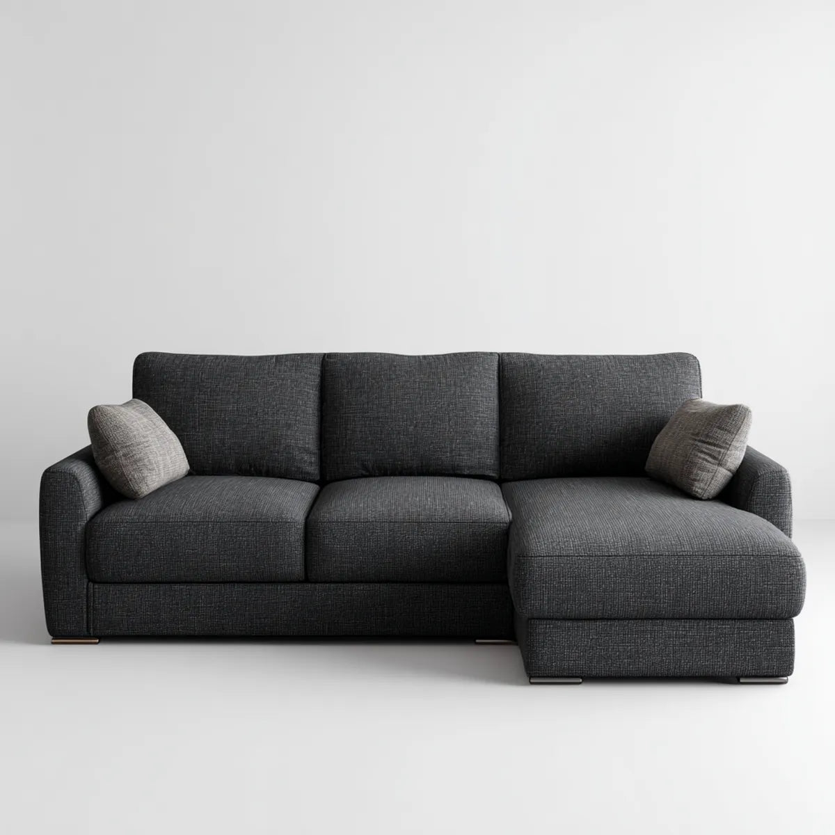 Ecksofa mit Recamiere rechts Anthrazit 260 x 160 x 85 cm Polyester L-Form