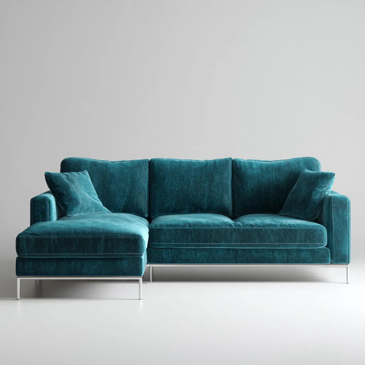 3-Sitzer Ecksofa Petrol mit Ottomane 260 x 160 cm Samtbezug Polyester Rechteckig