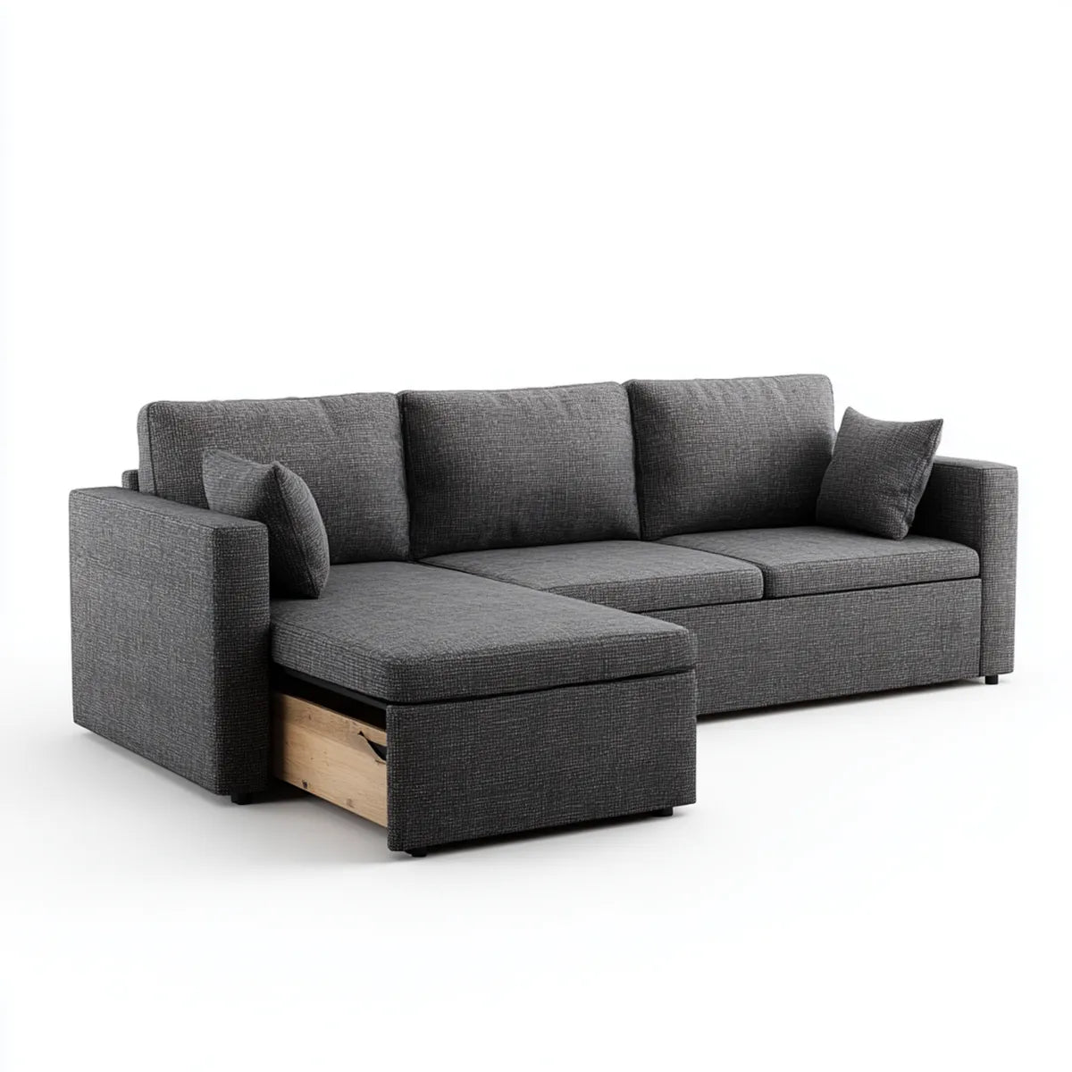 Schlafsofa Dunkelgrau 230 x 150 x 85 cm mit Ausziehbett Polyester Rechteckig