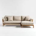 Ecksofa mit Recamiere rechts Beige 250 x 160 x 82 cm Polyester Massivholz