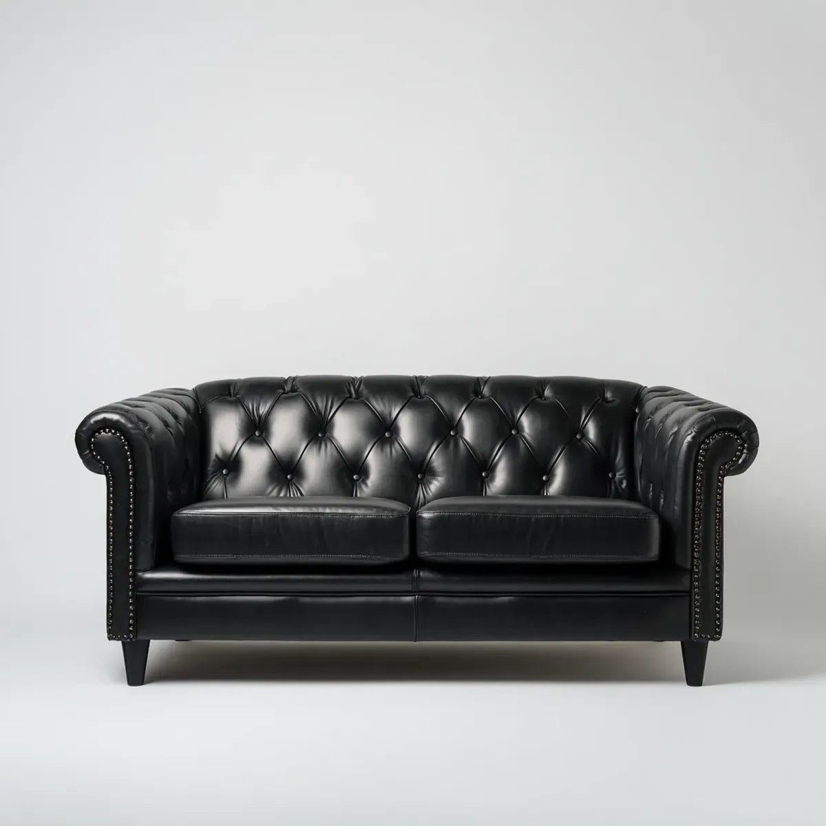 Chesterfield 2-Sitzer Sofa Schwarz 160 x 85 x 75 cm PU-Kunstleder Rechteckig