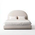 Polsterbett Doppelbett Beige 180 x 200 cm Polyester mit rundem Kopfteil