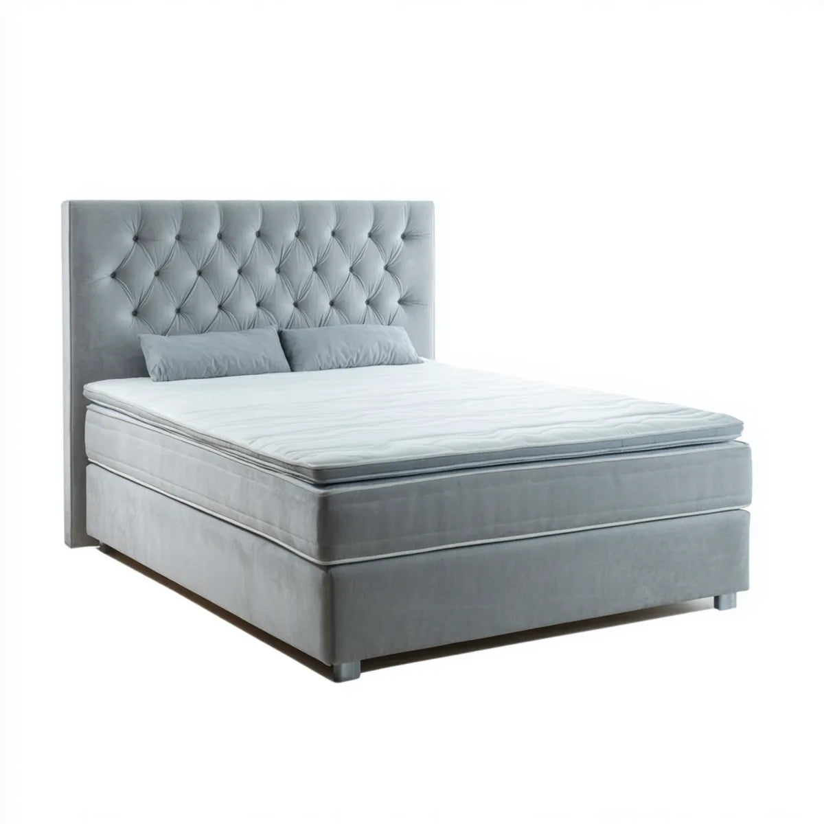 Boxspringbett Doppelbett Grau 180 x 200 cm Polyester-Samt Rechteckig