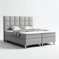 Boxspringbett Doppelbett Hellgrau 180 x 200 cm mit Polyesterbezug und gepolstertem Kopfteil