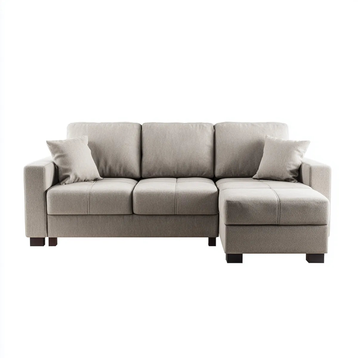 Ecksofa mit Recamiere Beige 230 x 150 x 85 cm Polyester Schaumstoff L-Form