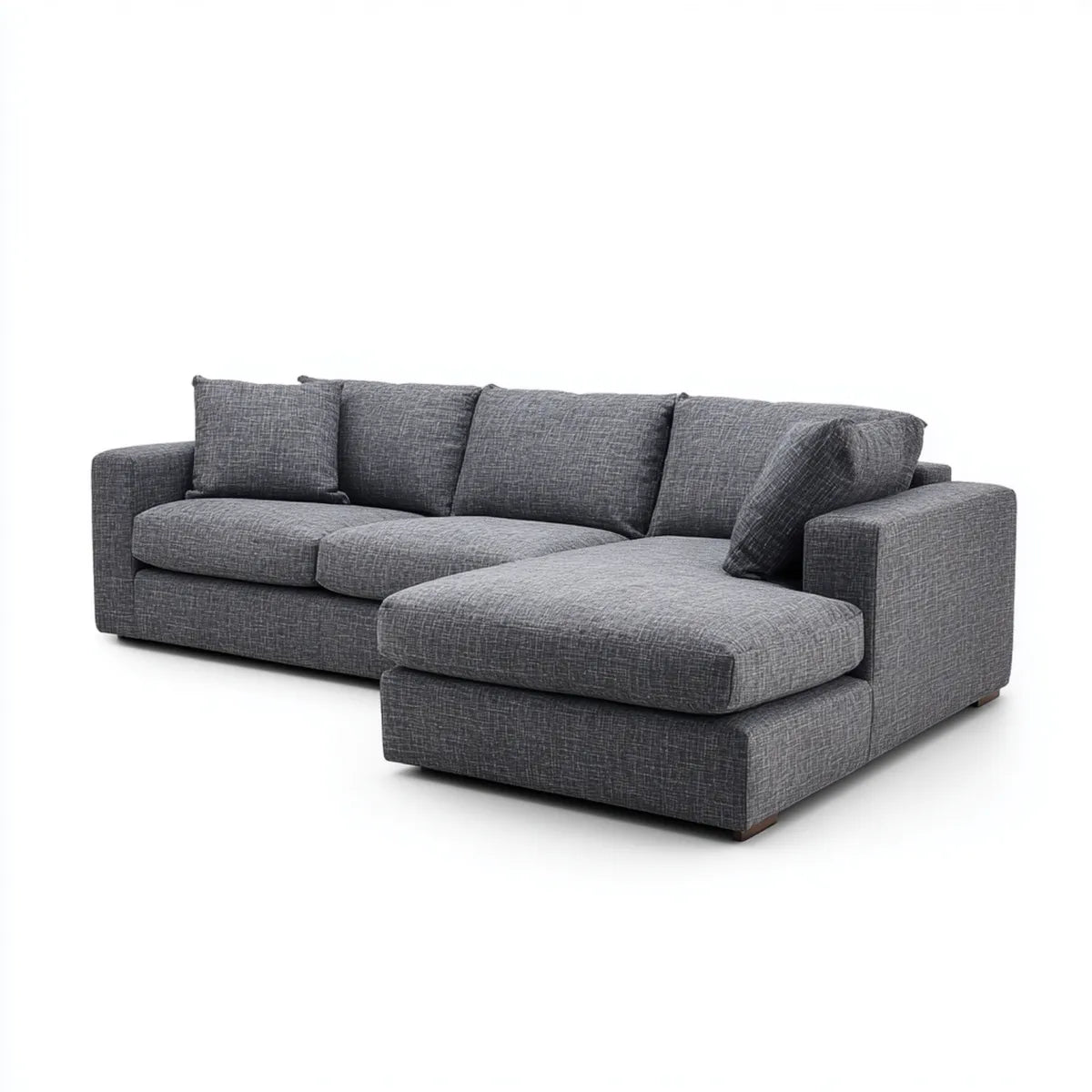 Ecksofa 3-Sitzer Dunkelgrau mit Recamiere rechts Polyester L-Form 260 x 170 x 85 cm