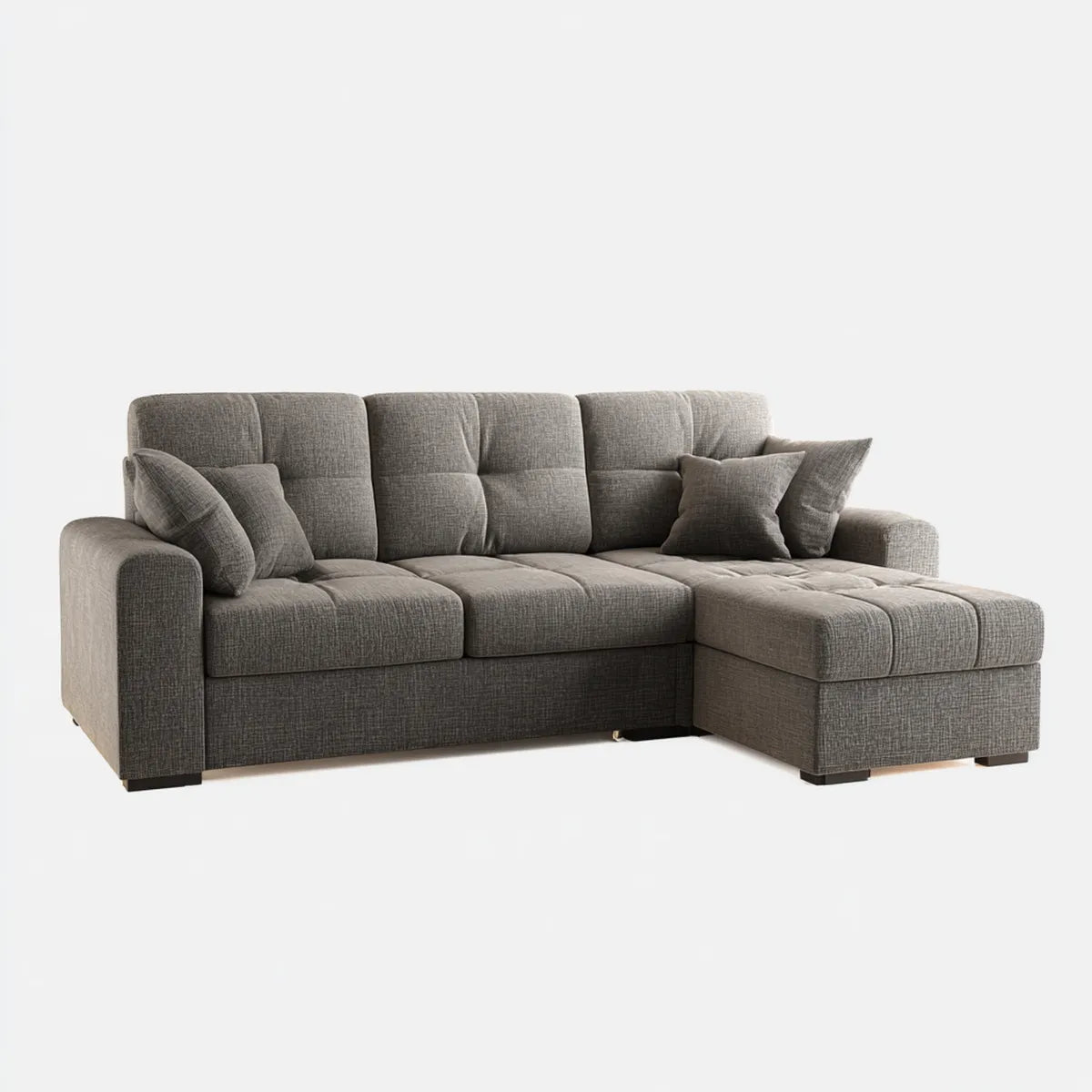 Ecksofa mit Recamiere Grau 250 x 160 x 92 cm Polyester Schaumstoff L-Form