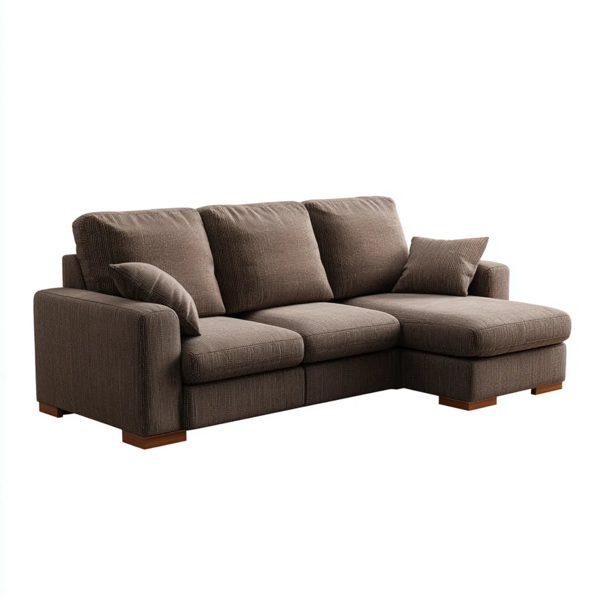 Ecksofa mit Recamiere rechts Braun 270 x 170 x 88 cm Polyester L-Form