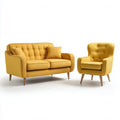 2-Sitzer Sofa und Ohrensessel Set Senfgelb Polyester Rechteckig 145 x 80 x 90 cm und 80 x 78 x 100 cm