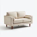2-Sitzer Sofa Beige 150 x 85 x 86 cm Polyesterbezug mit Schaumstoffpolsterung und Massivholzfüßen